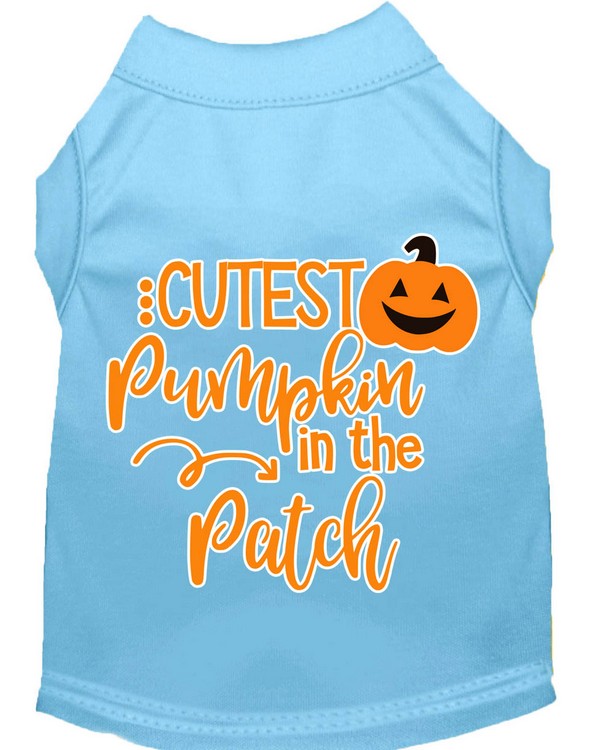 Cutest Pumpkin in the Patch Screen Print Dog Shirt Baby Blue Med